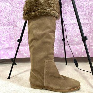 Sam Edelman Orlando tan suede and faux fur boots